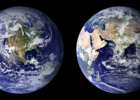 Stunning view of Earth captured from space, showcasing continents and oceans.